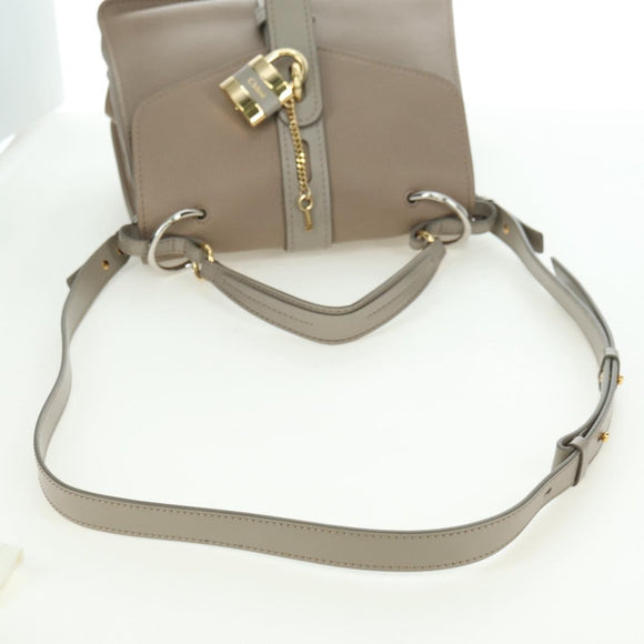 Chloe Abbey Hand Bag Leather 2way Beige Gold Silver Auth yk20329A