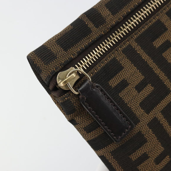 FENDI Zucca Canvas Pouch Brown Black Auth yk20330