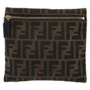 FENDI Zucca Canvas Pouch Brown Black Auth yk20330-13