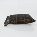 FENDI Zucca Canvas Pouch Brown Black Auth yk20330-4