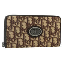 Christian Dior Trotter Canvas Long Wallet Brown Silver Auth yk20342A-1