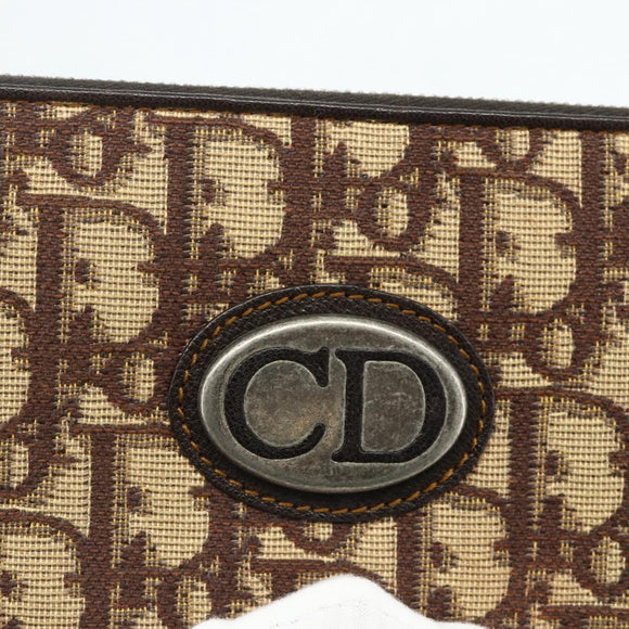 Christian Dior Trotter Canvas Long Wallet Brown Silver Auth yk20342A
