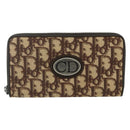 Christian Dior Trotter Canvas Long Wallet Brown Silver Auth yk20342A-2