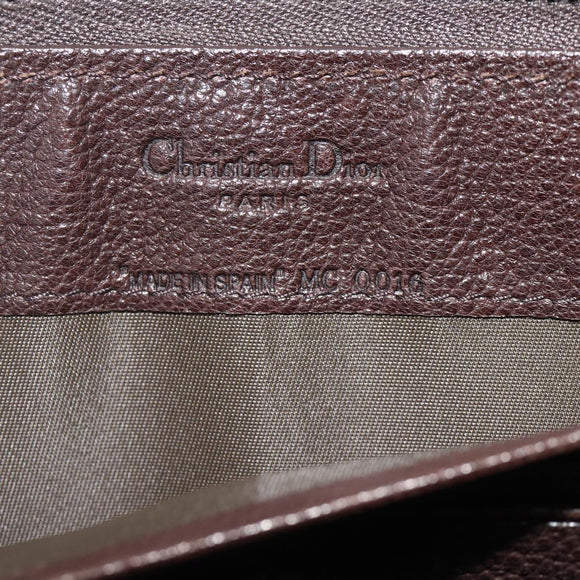 Christian Dior Trotter Canvas Long Wallet Brown Silver Auth yk20342A