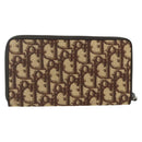 Christian Dior Trotter Canvas Long Wallet Brown Silver Auth yk20342A-3