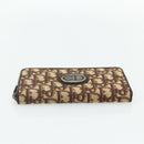 Christian Dior Trotter Canvas Long Wallet Brown Silver Auth yk20342A-7