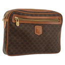 CELINE Macadam Canvas Clutch Bag PVC Leather Brown Gold Auth yk20347-1