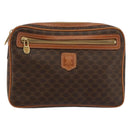 CELINE Macadam Canvas Clutch Bag PVC Leather Brown Gold Auth yk20347-13