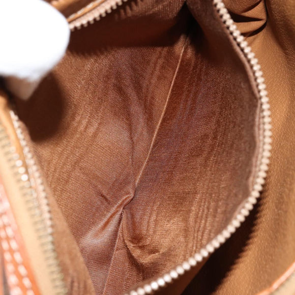 CELINE Macadam Canvas Clutch Bag PVC Leather Brown Gold Auth yk20347