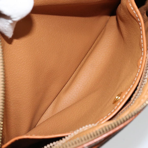 CELINE Macadam Canvas Clutch Bag PVC Leather Brown Gold Auth yk20347