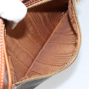 CELINE Macadam Canvas Clutch Bag PVC Leather Brown Gold Auth yk20347-24