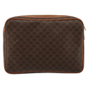 CELINE Macadam Canvas Clutch Bag PVC Leather Brown Gold Auth yk20347-2