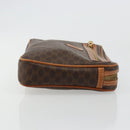CELINE Macadam Canvas Clutch Bag PVC Leather Brown Gold Auth yk20347-3