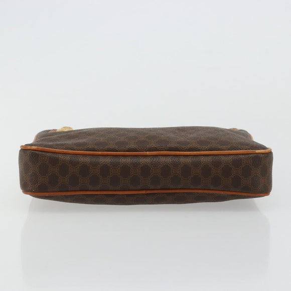 CELINE Macadam Canvas Clutch Bag PVC Leather Brown Gold Auth yk20347