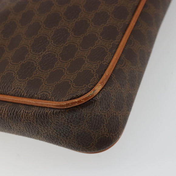 CELINE Macadam Canvas Clutch Bag PVC Leather Brown Gold Auth yk20347