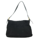 FENDI Mamma Baguette Shoulder Bag Suede Black Gold Auth yk20351SAM-2