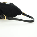 FENDI Mamma Baguette Shoulder Bag Suede Black Gold Auth yk20351SAM-7