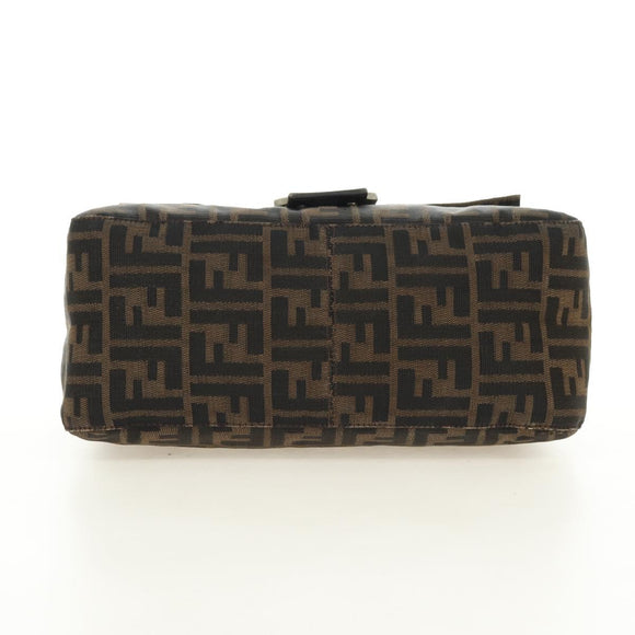 FENDI Zucca Canvas Mamma Baguette Shoulder Bag Black Brown Auth yk20359SAV