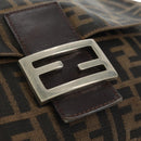 FENDI Zucca Canvas Mamma Baguette Shoulder Bag Black Brown Auth yk20359SAV-19