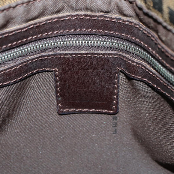 FENDI Zucca Canvas Mamma Baguette Shoulder Bag Black Brown Auth yk20359SAV