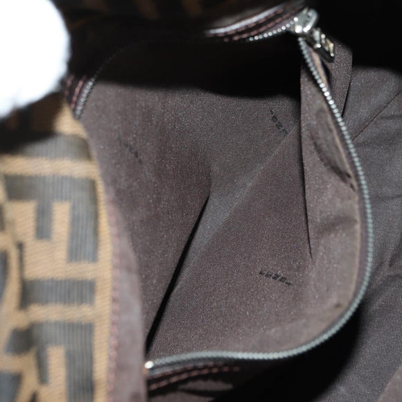 FENDI Zucca Canvas Mamma Baguette Shoulder Bag Black Brown Auth yk20359SAV