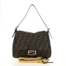 FENDI Zucca Canvas Mamma Baguette Shoulder Bag Black Brown Auth yk20359SAV-12