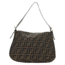 FENDI Zucca Canvas Mamma Baguette Shoulder Bag Black Brown Auth yk20359SAV-2