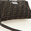 FENDI Zucca Canvas Mamma Baguette Shoulder Bag Black Brown Auth yk20359SAV-14