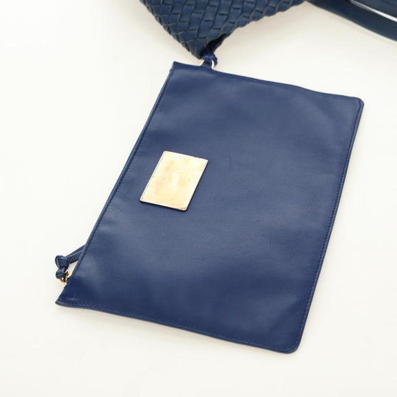 BOTTEGA VENETA INTRECCIATO Cabas PM Tote Bag Leather Blue 141498 Auth yk20363SAV
