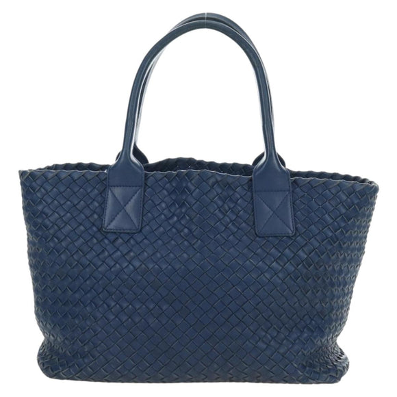 BOTTEGA VENETA INTRECCIATO Cabas PM Tote Bag Leather Blue 141498 Auth yk20363SAV
