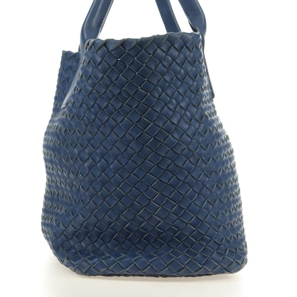 BOTTEGA VENETA INTRECCIATO Cabas PM Tote Bag Leather Blue 141498 Auth yk20363SAV