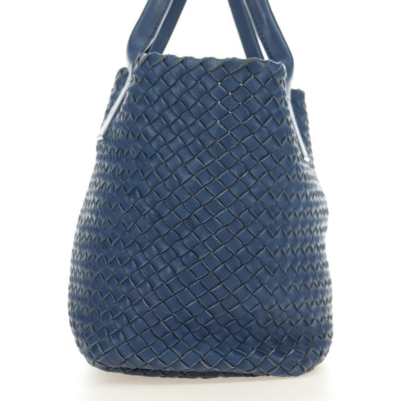 BOTTEGA VENETA INTRECCIATO Cabas PM Tote Bag Leather Blue 141498 Auth yk20363SAV