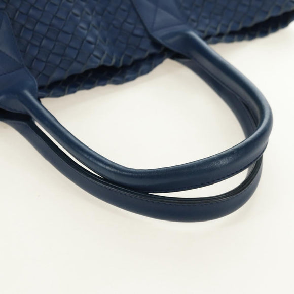 BOTTEGA VENETA INTRECCIATO Cabas PM Tote Bag Leather Blue 141498 Auth yk20363SAV