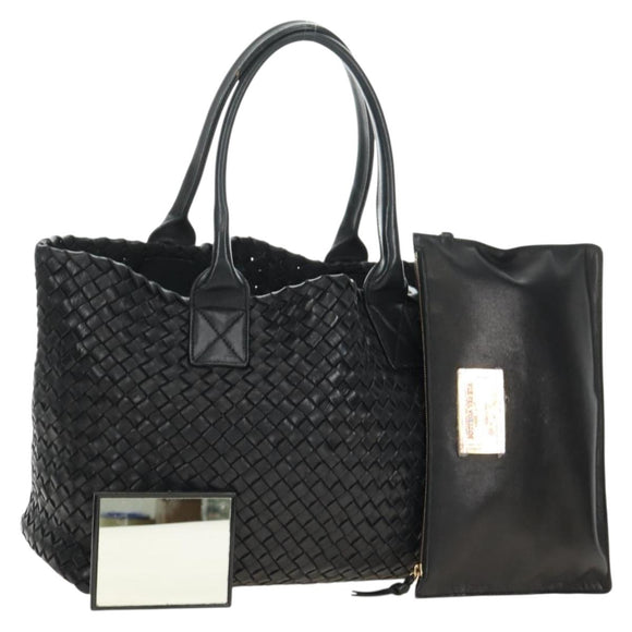 BOTTEGA VENETA INTRECCIATO Cabas PM Tasche Leder Schwarz 141498 Auth yk20364SAV