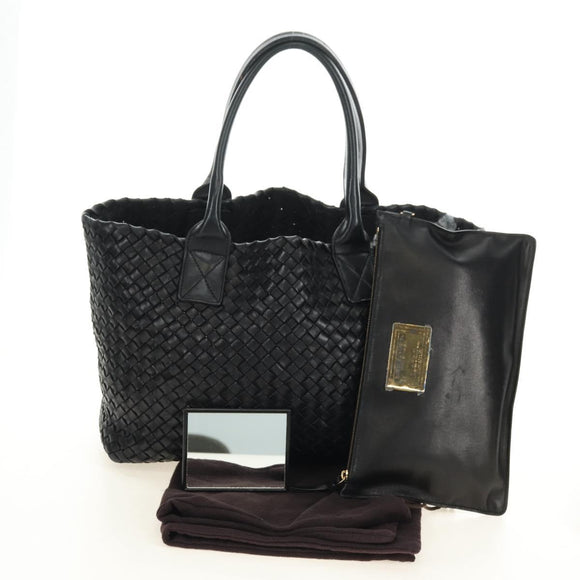 BOTTEGA VENETA INTRECCIATO Cabas PM Tasche Leder Schwarz 141498 Auth yk20364SAV