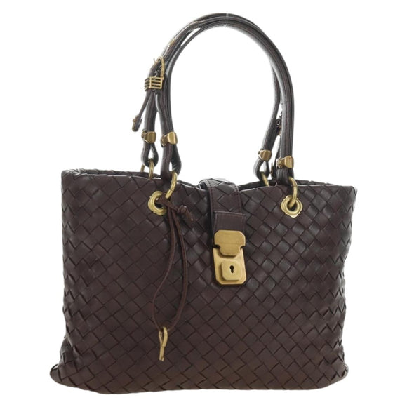 BOTTEGA VENETA INTRECCIATO Rome Hand Bag Leather Brown 162112 Auth yk20366SAV