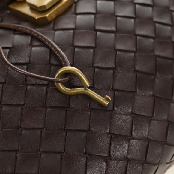 BOTTEGA VENETA INTRECCIATO Rome Hand Bag Leather Brown 162112 Auth yk20366SAV