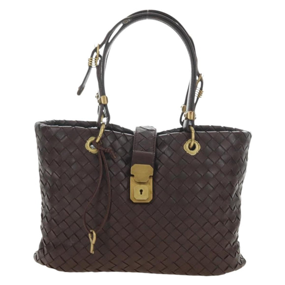 BOTTEGA VENETA INTRECCIATO Rome Hand Bag Leather Brown 162112 Auth yk20366SAV