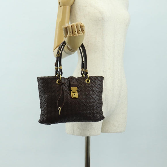 BOTTEGA VENETA INTRECCIATO Rome Hand Bag Leather Brown 162112 Auth yk20366SAV