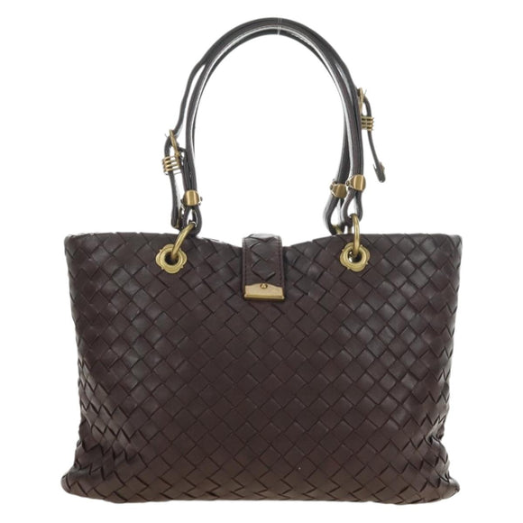 BOTTEGA VENETA INTRECCIATO Rome Hand Bag Leather Brown 162112 Auth yk20366SAV