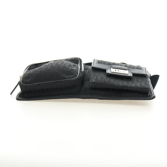 Christian Dior Trotter Canvas Body Bag Black Silver Auth yk20371SAV