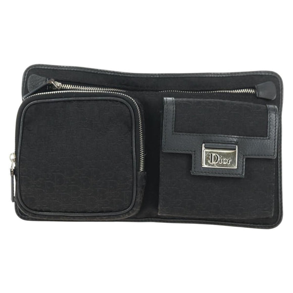 Christian Dior Trotter Canvas Body Bag Black Silver Auth yk20371SAV