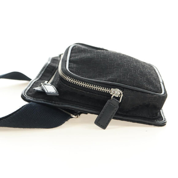 Christian Dior Trotter Canvas Body Bag Black Silver Auth yk20371SAV