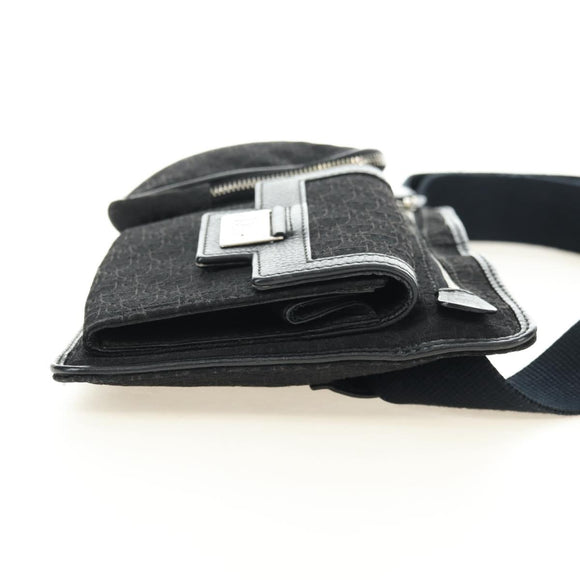 Christian Dior Trotter Canvas Body Bag Black Silver Auth yk20371SAV