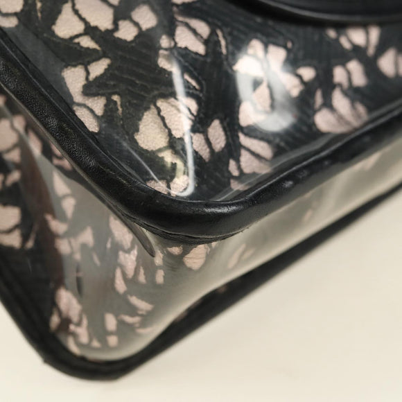 CHANEL Stern Verschluss Kette Handtasche Vinyl Schwarz Silber CC Auth yk20372SAV