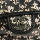 CHANEL Stern Verschluss Kette Handtasche Vinyl Schwarz Silber CC Auth yk20372SAV-14