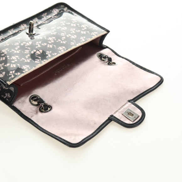 CHANEL Stern Verschluss Kette Handtasche Vinyl Schwarz Silber CC Auth yk20372SAV