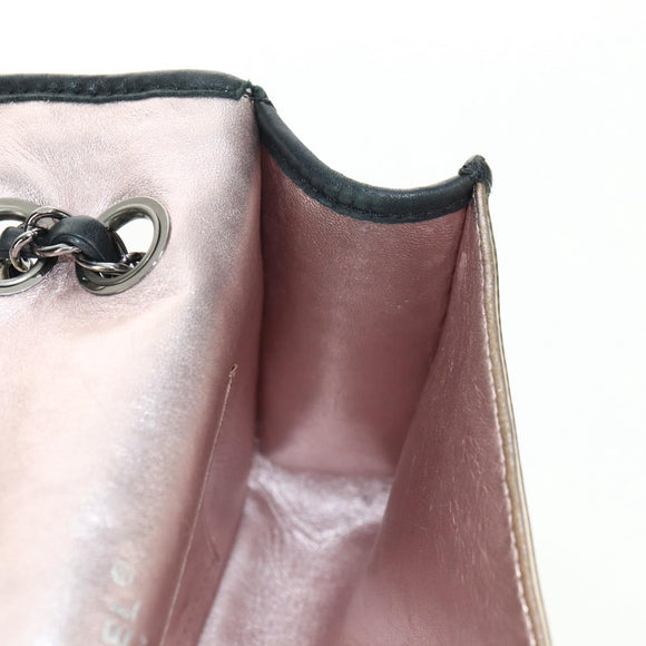 CHANEL Stern Verschluss Kette Handtasche Vinyl Schwarz Silber CC Auth yk20372SAV