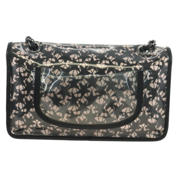 CHANEL Stern Verschluss Kette Handtasche Vinyl Schwarz Silber CC Auth yk20372SAV