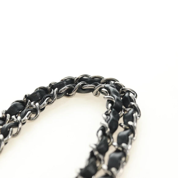 CHANEL Stern Verschluss Kette Handtasche Vinyl Schwarz Silber CC Auth yk20372SAV